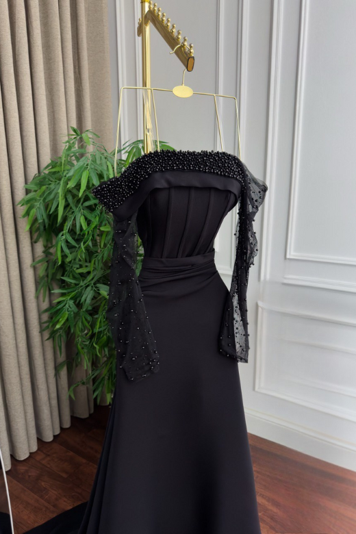barbie black evening dress Barbie AZAZIE 1031 Ready to Ship Black Stretch Satin Bridesmaid Dresses