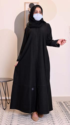 عبايه سوداء كم قلاب و جيوب