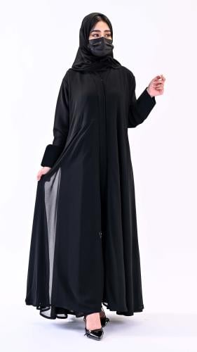 عباية كلوش بطبقة شيفون وكسرات جانبيه