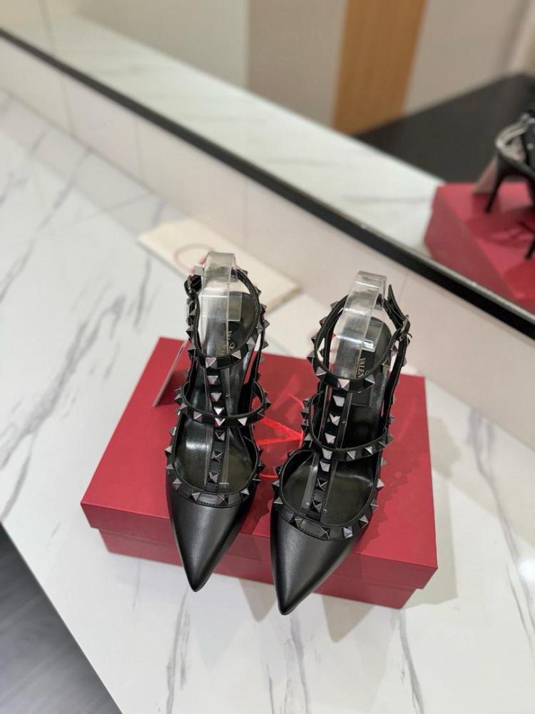 Valentino Rockstud Caged Sandal Black Bold Gold Guarantee | SWAGYO