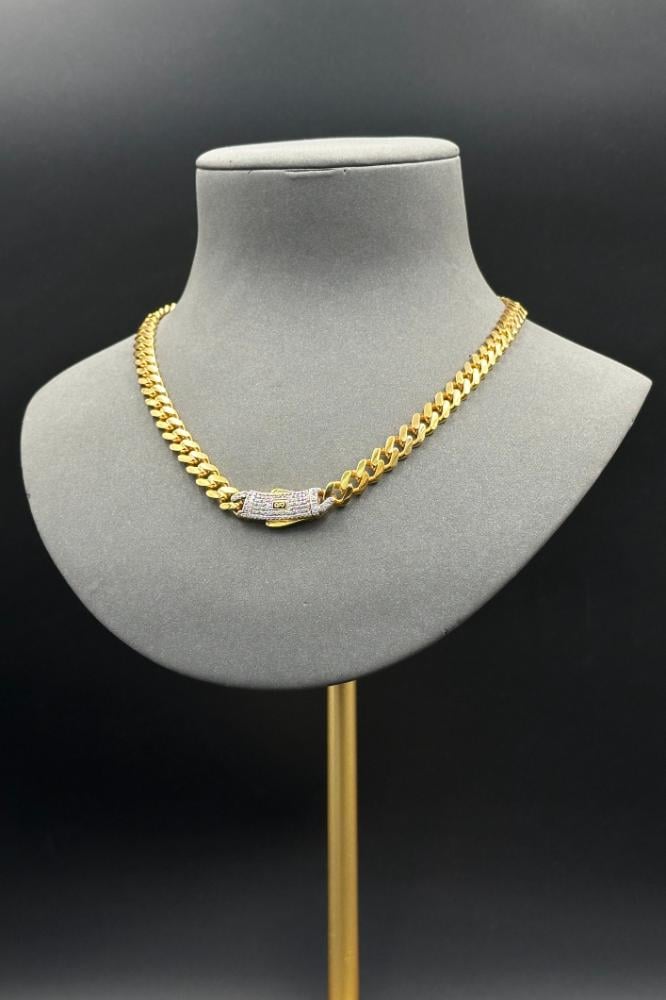 قلادة جنزير ذهب تصميم الماس