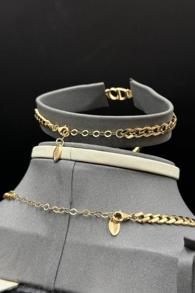 طقم جنزير ذهب صافي  عيار 18 وزن 19.6 جرام لاستخدامك اليومي