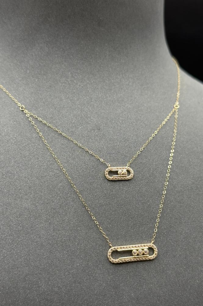 عقد دورين مستطيل ذهب تصميم الماس عيار 18 وزن من 1.1 الى 1.2 جرام