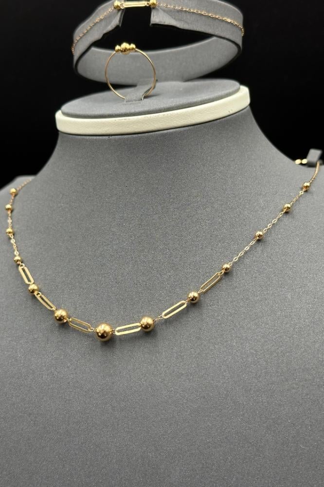 طقم كور مع مستطيل ذهب صافي عيار 21 وزن 3.7 جرام لكل المناسبات