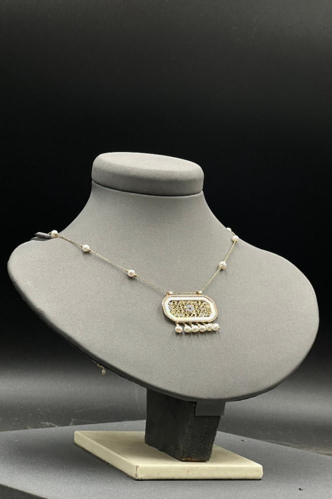 عقد شناف ذهب مع لؤلؤ موديل (39)