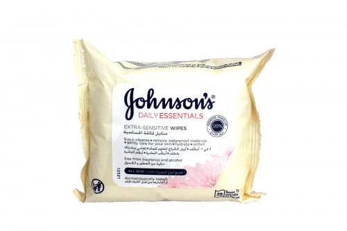 جونسون مناديل منظفة فائقة الحساسية 25 منديل لجميع انواع البشرةجونسون م