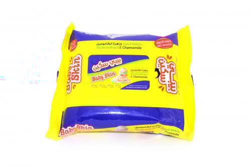 بيبي سكين بخلاصة الصبار وزهرة الكاموميل بدون كحول 20 منديل BABY SKIN