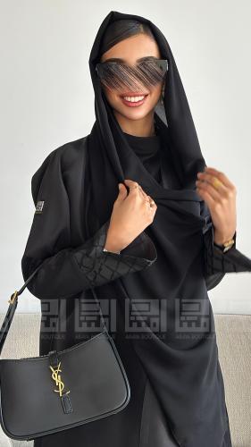 عباية سوداء بقماش تفتة - 1361