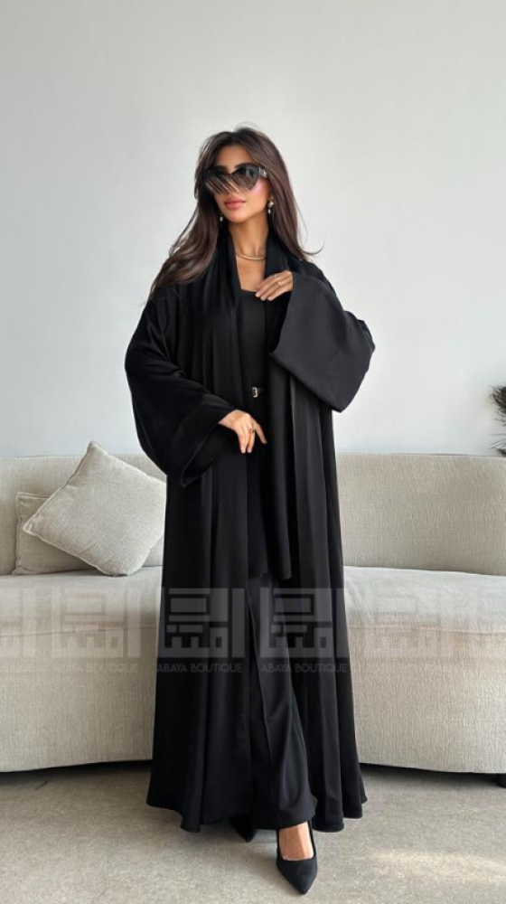 عباية سوداء بتصميم بشت و عباية حراير السوداء- 1557