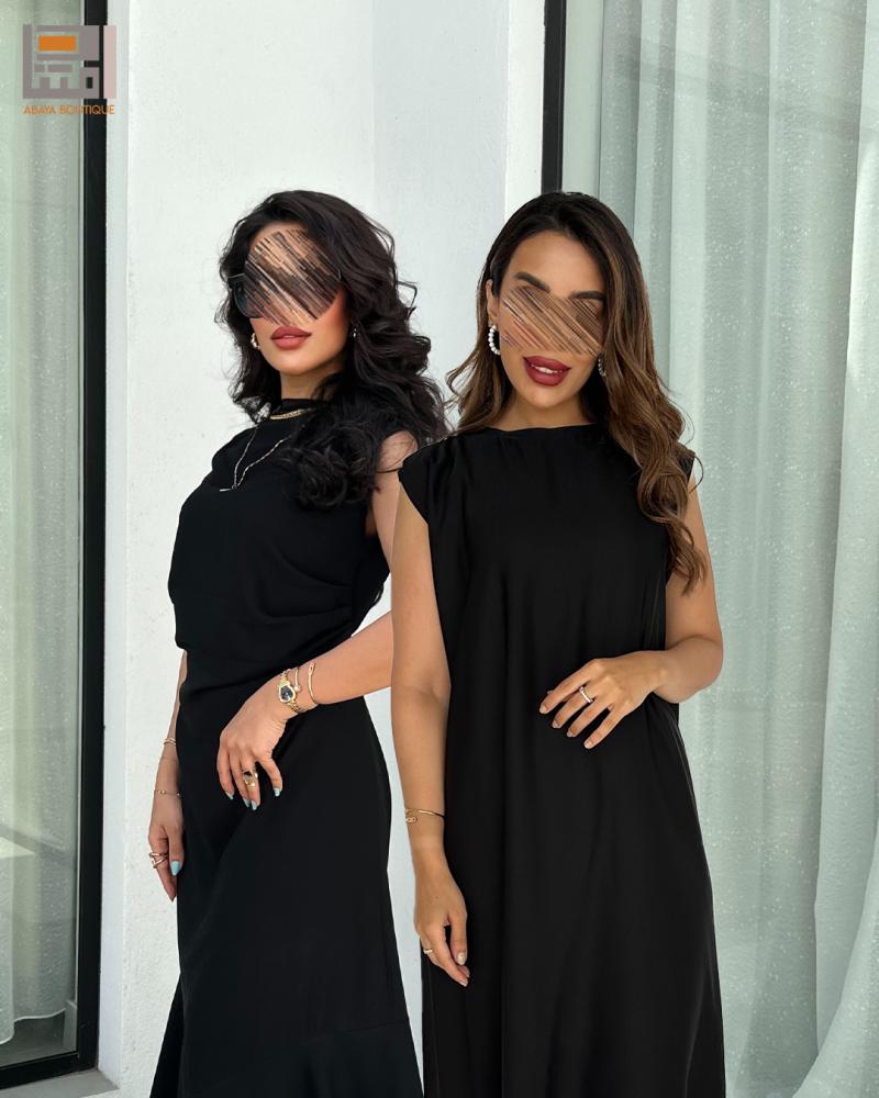 بكج الأناقة السوداء فستان يومي و فستان بكسرات أنثوية- 2074