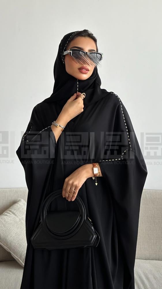 عباية سوداء بتصميم بشت و عباية حراير السوداء- 1557