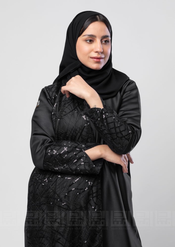 عباية سوداء بقماش ميكادو  -1324