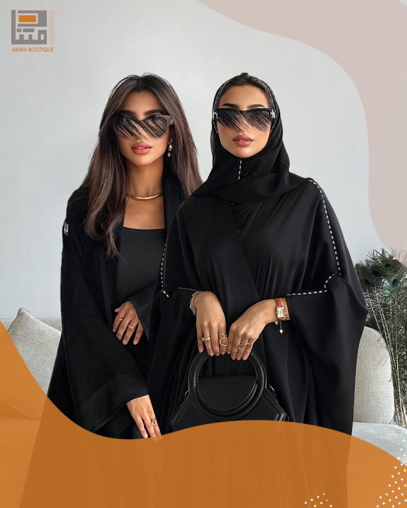 عباية سوداء بتصميم بشت و عباية حراير السوداء- 1557