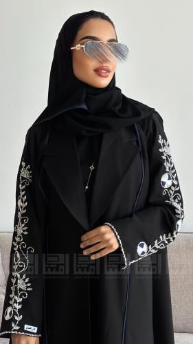 عباية سوداء ربع كلوش بتصميم فاخر وشك أنثوي- 1546