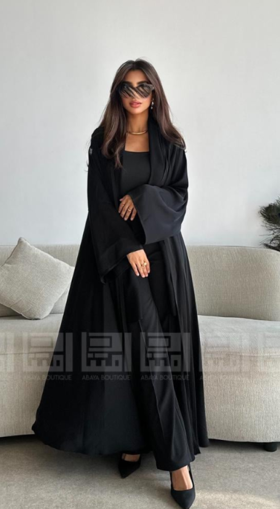 عباية سوداء بتصميم بشت و عباية حراير السوداء- 1557