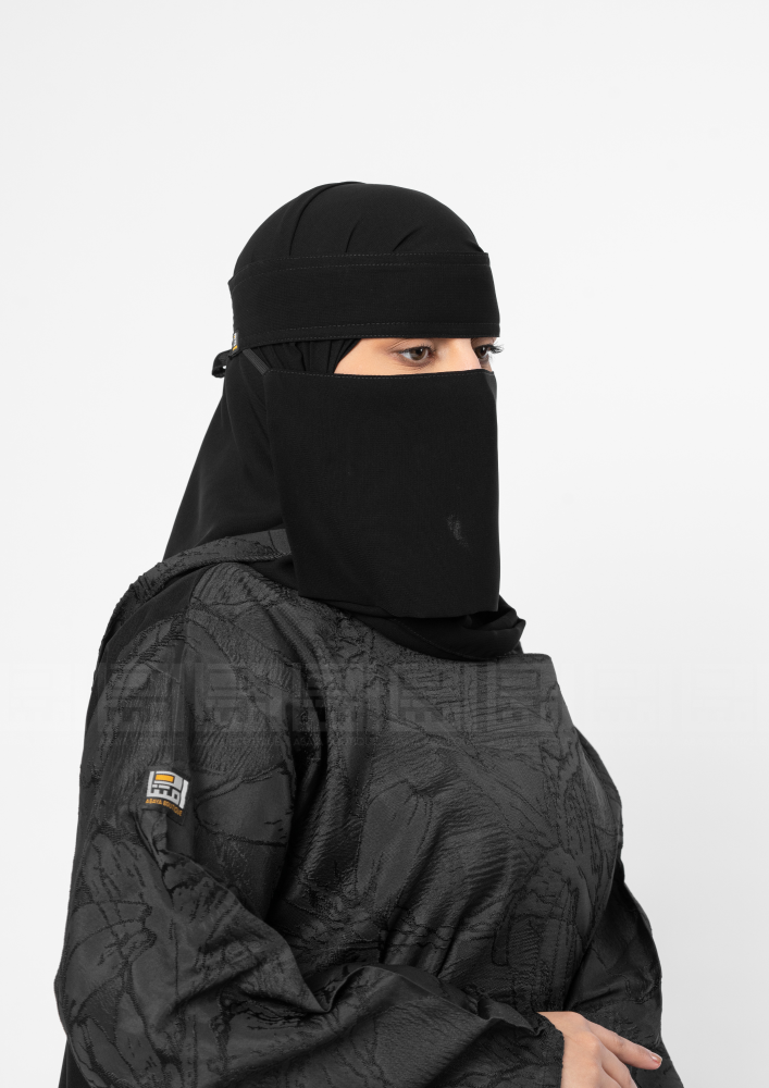 عباية  كلوش جاكار سوداء باكمام واسعة -1373