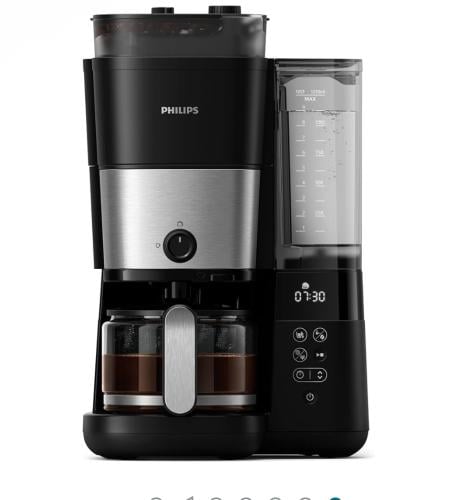 ماكينة تحضير القهوة فلتر مع مطحنة مدمجة من فيليبس - HD7900/50 اسود وفضي