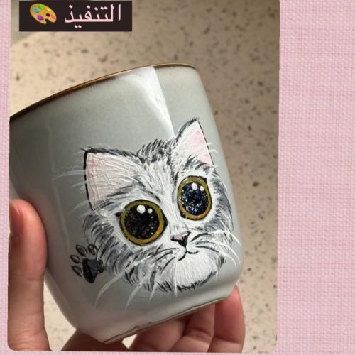 كوب سيراميك رسم يدوي حسب الطلب في حال الطلب راح يت...