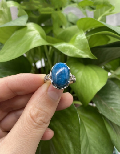Blue apatite ring