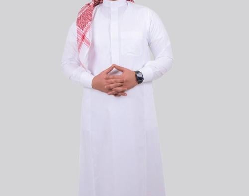 ثوب رجالي ياقة سادة ازرار قماش سلك