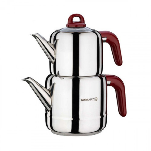 KORKMAZ HERA TEAPOT SET RED A048-02 طقم أبريق شاي...