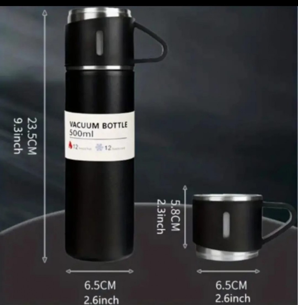 طقم (3) أكواب مع فلاسك حافظ للحرارة والبرودة مقاومة للصدأ  A set of (3) cups with stainless steel flasks to keep hot and cold
