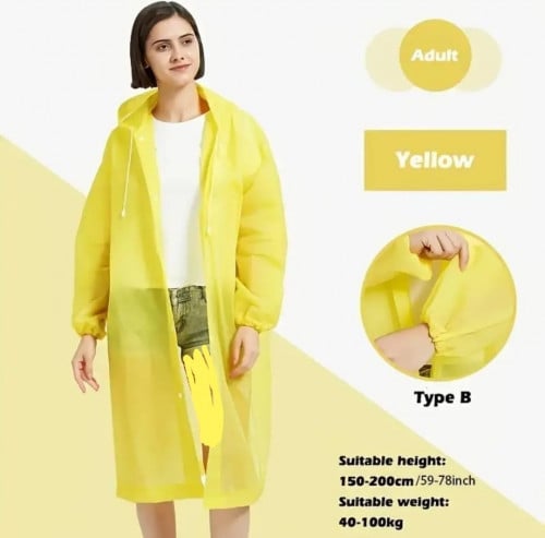 معطف مطر مع قبعة الرأس مقاوم للماء قابل لإعادة الاستخدام