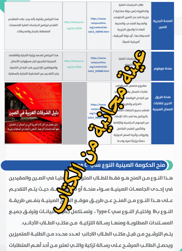 منحة الحكومة الصينية الدراسية - 107 صفحة _ دليل رقمي