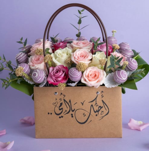 بوكيه الورد والبوبس كيك