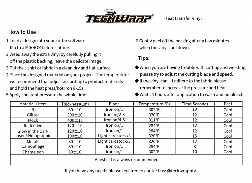 TECKWRAP - PU - HEAT TRANSFER VINYL