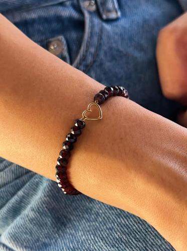 Small Heart Garnet Bracelet