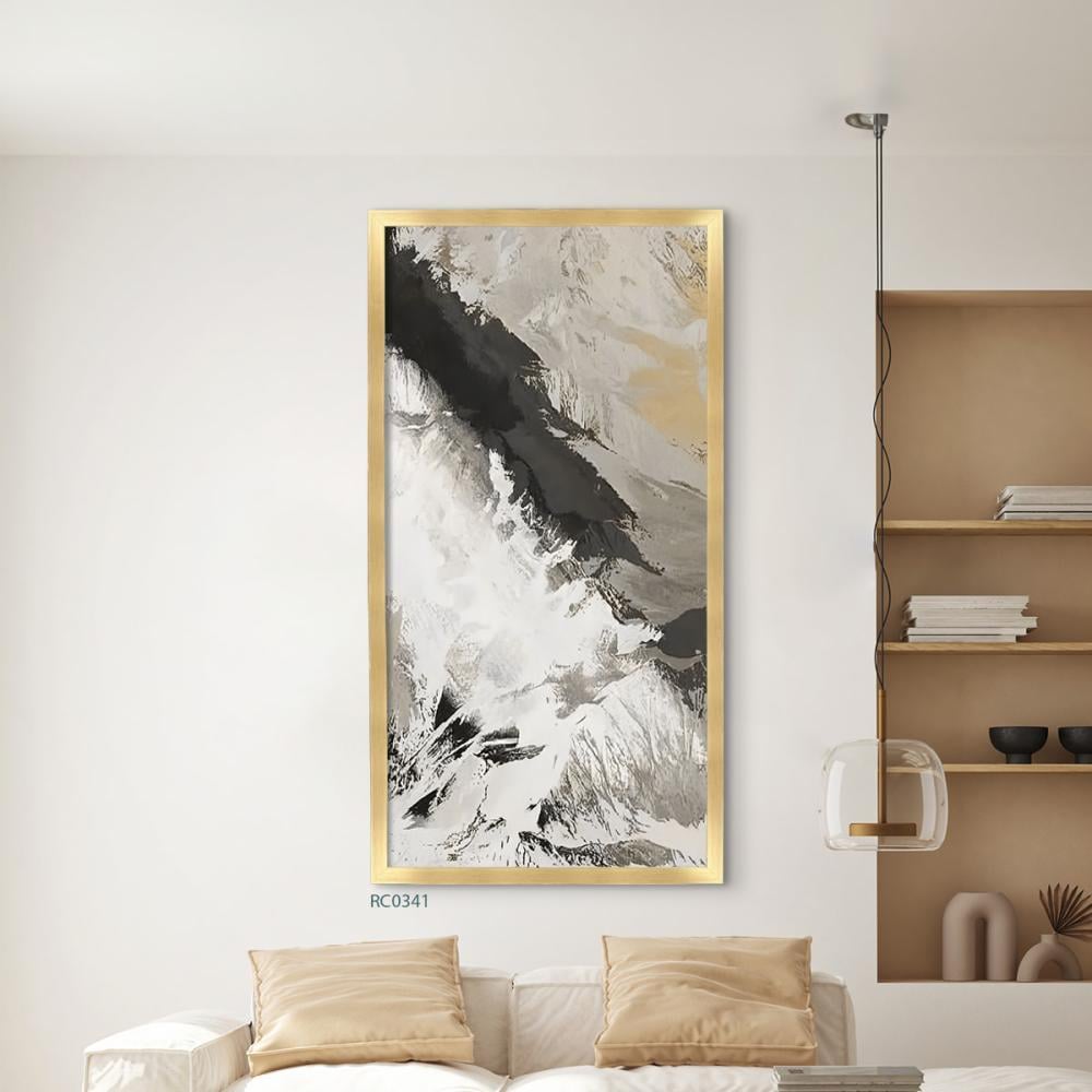 لوحة جدارية كانفس تداخل درجات الأسود مع الرمادي والبيج