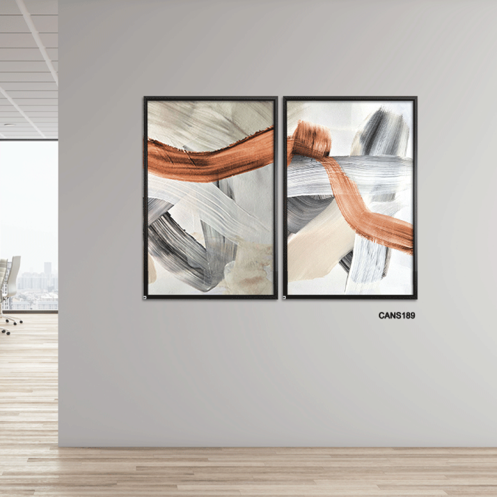 لوحة  جدارية كانفس تدرجات بني نحاسي مع أسود وبيج