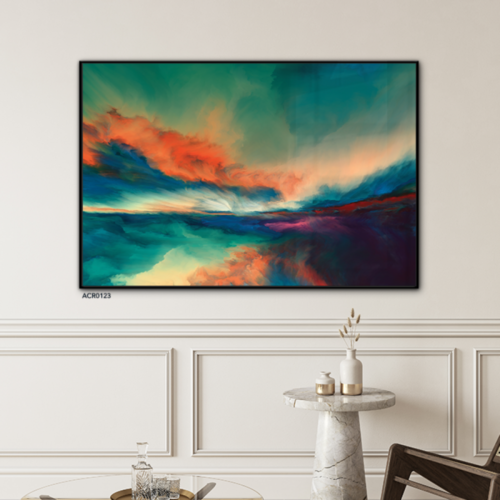 لوحة جدارية اكريليك  مشهد غروب تدرجات الوان