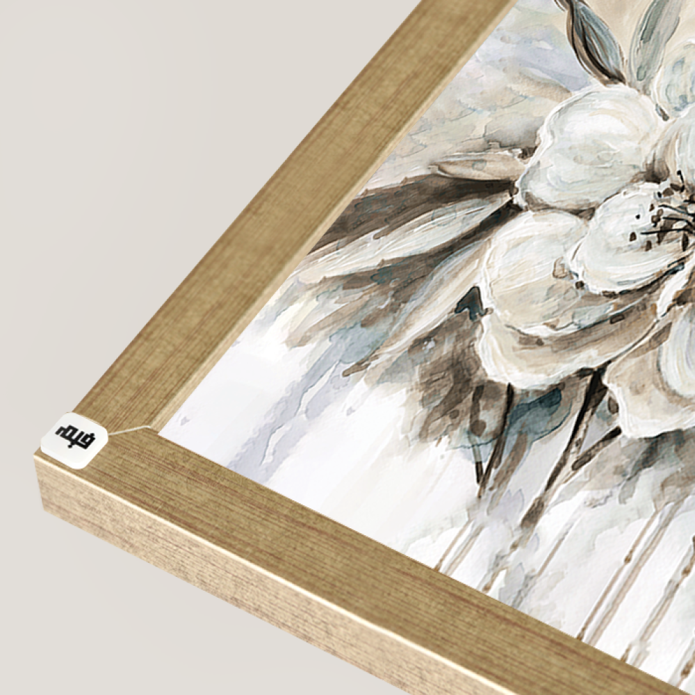 لوحة جدارية كانفس ورود لون بيج وأبيض ورمادي