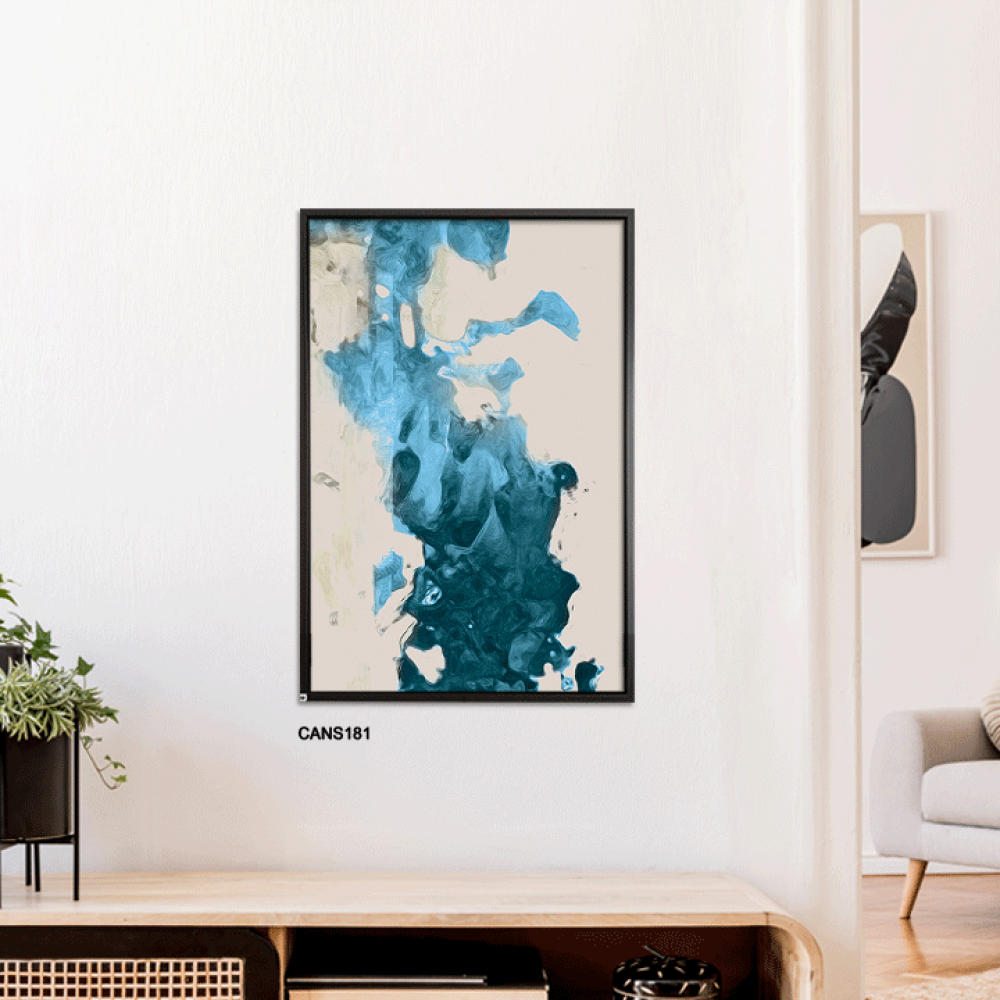 لوحة جدارية كانفس طابع مائي دخاني تدرجات أزرق وبيج