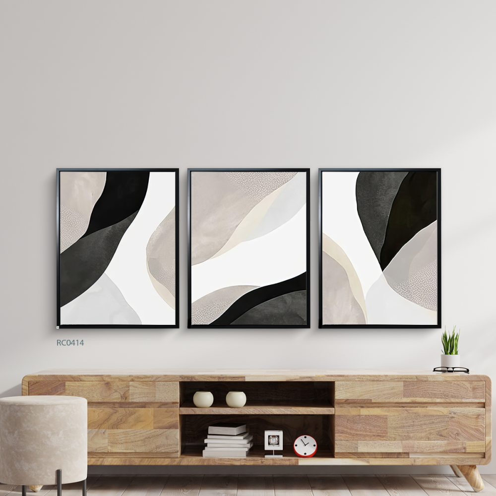 لوحة جدارية كانفس تدرجات من البيج والرمادي والاسود