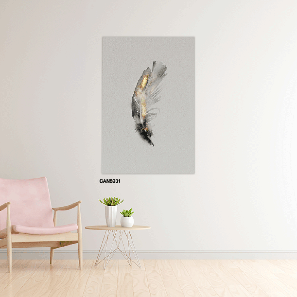 لوحة فنية جدارية كانفس ، ريشة - تدرجات الذهبي مع الأسود والبيج -