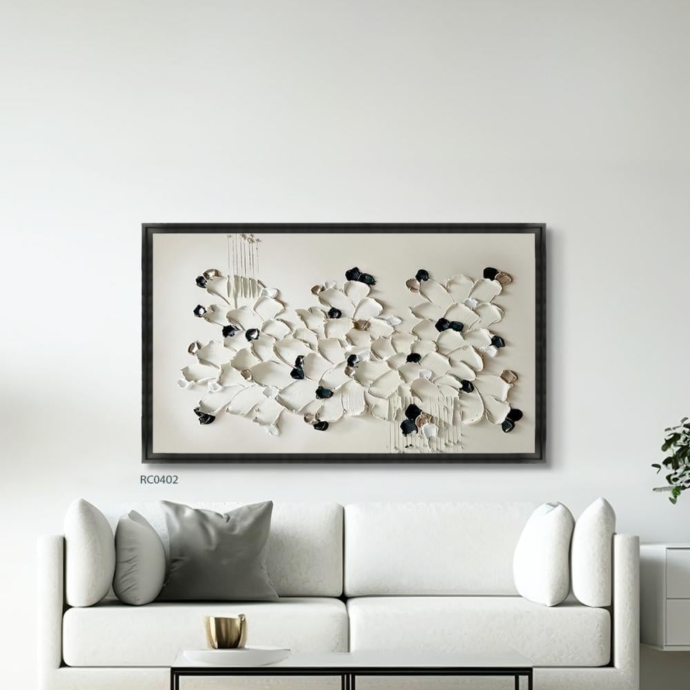 لوحة جدارية كانفس تصور ورود بطابع جبسي