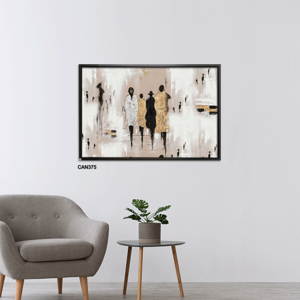 لوحة جدارية كانفس أشخاص تدرجات الذهبي مع البيج والأسود