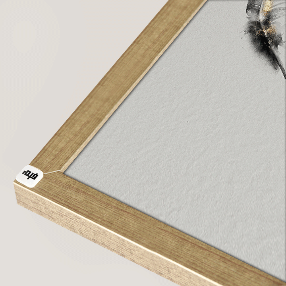 لوحة فنية جدارية كانفس ، ريشة - تدرجات الذهبي مع الأسود والبيج -