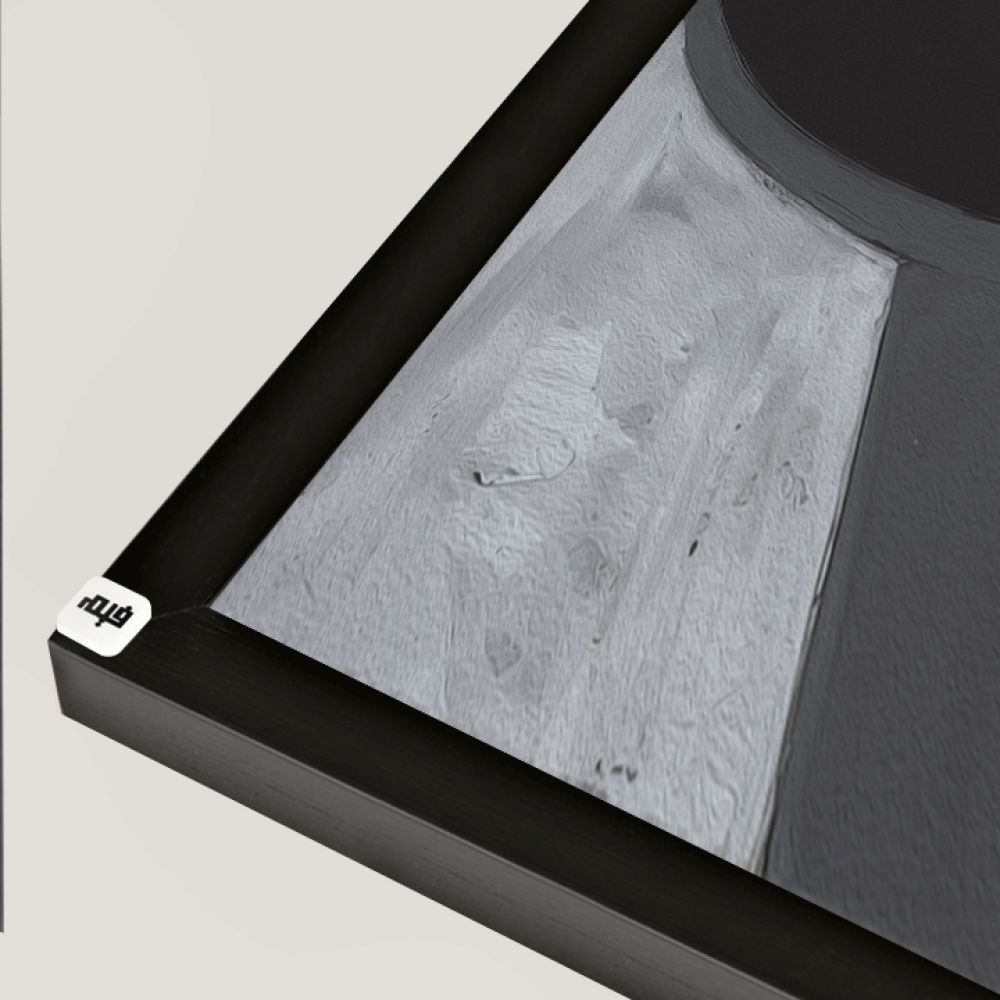 لوحة جدارية كانفس ، أشكال هندسية متداخلة - تدرجات الرمادي مع البيج والأبيض