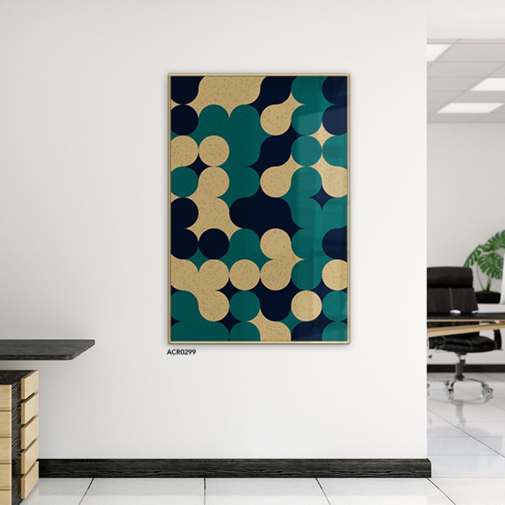 لوحة جدارية أكريليك نقاط بالألوان التيفاني الكحلي مع البيج