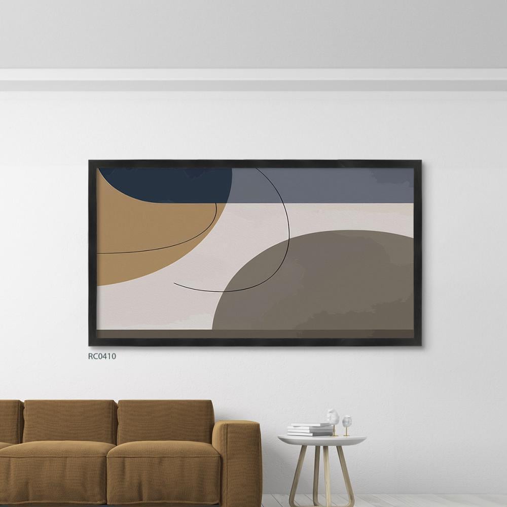 لوحة جدارية كانفس أشكال متداخلة تدرجات الرمادي البني والكحلي