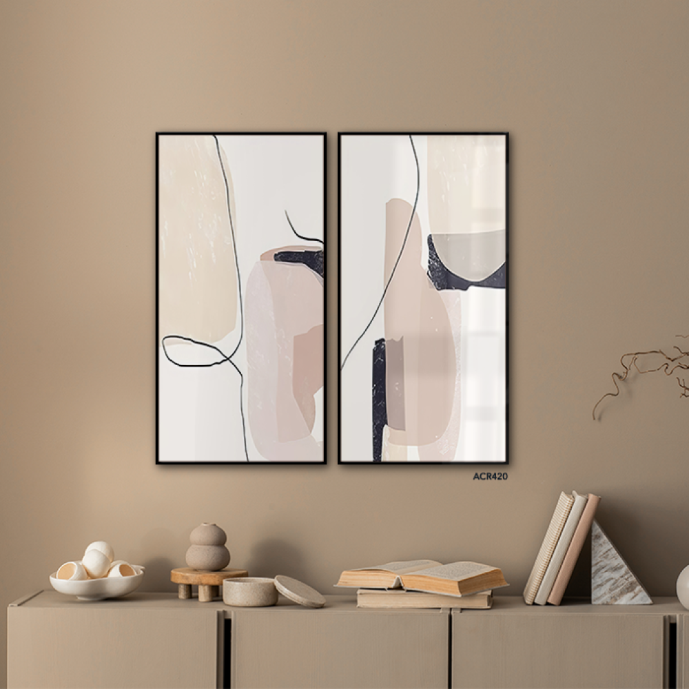 لوحة جدارية أكريليك ضربات فرشاة وخطوط تجريدية