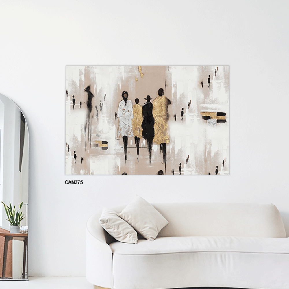 لوحة جدارية كانفس أشخاص تدرجات الذهبي مع البيج والأسود