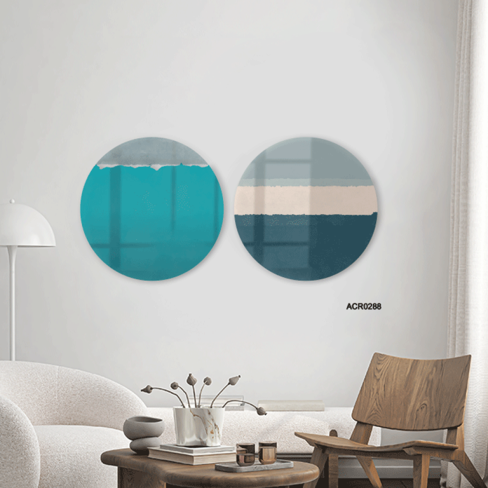 لوحة جدارية اكريليك تصور دوائر تشبه البحر والشاطئ