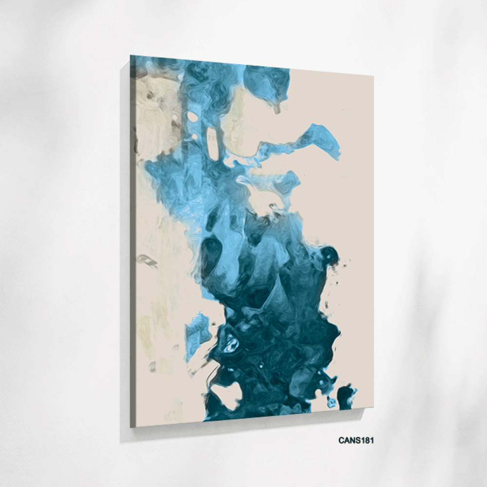 لوحة جدارية كانفس طابع مائي دخاني تدرجات أزرق وبيج