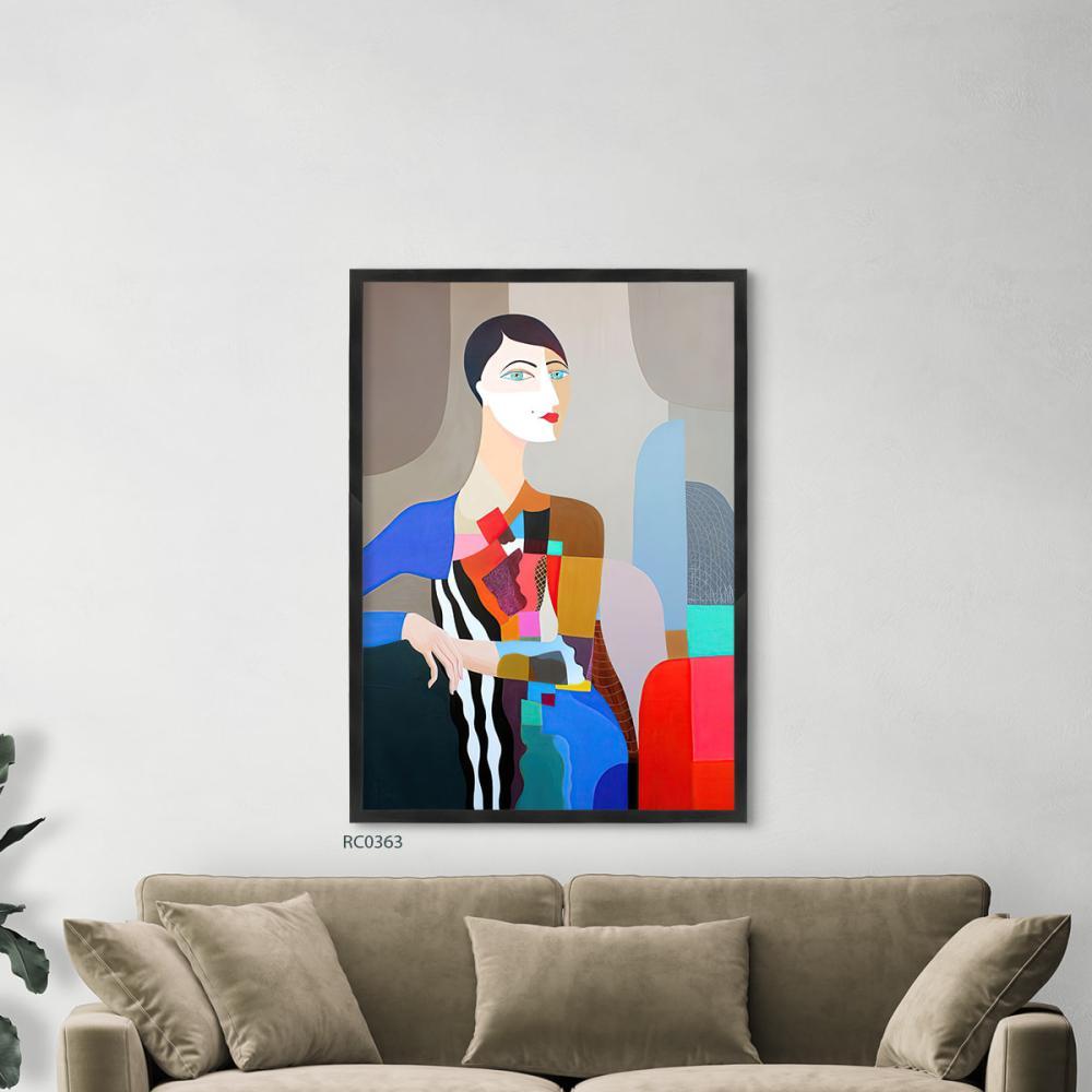 لوحة جدارية كانفس تصور امرأة بأسلوب عصري مع استخدام ألوان زاهية