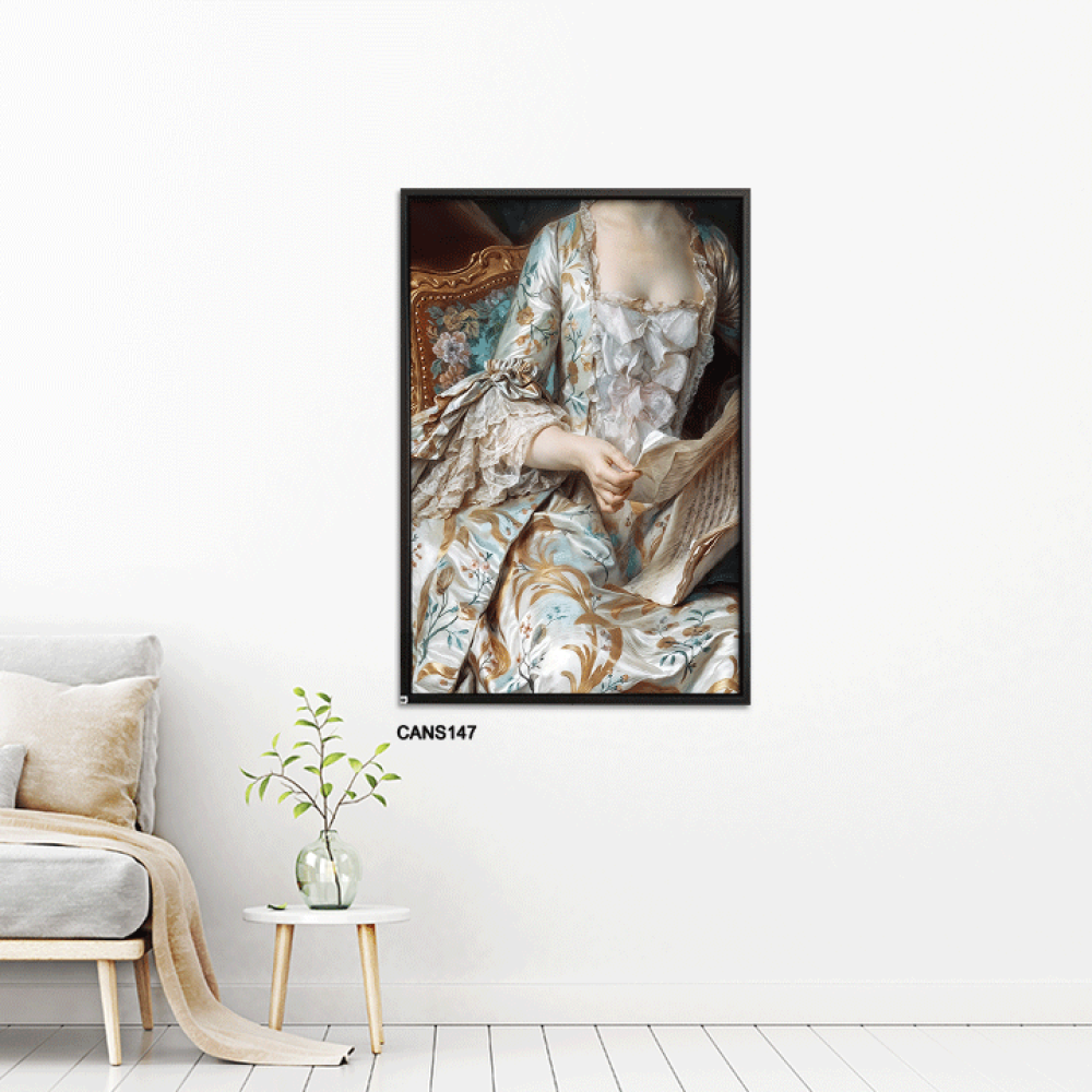 لوحة جدارية كانفس، سيدة فيكتورية - تدرجات البني والبيج